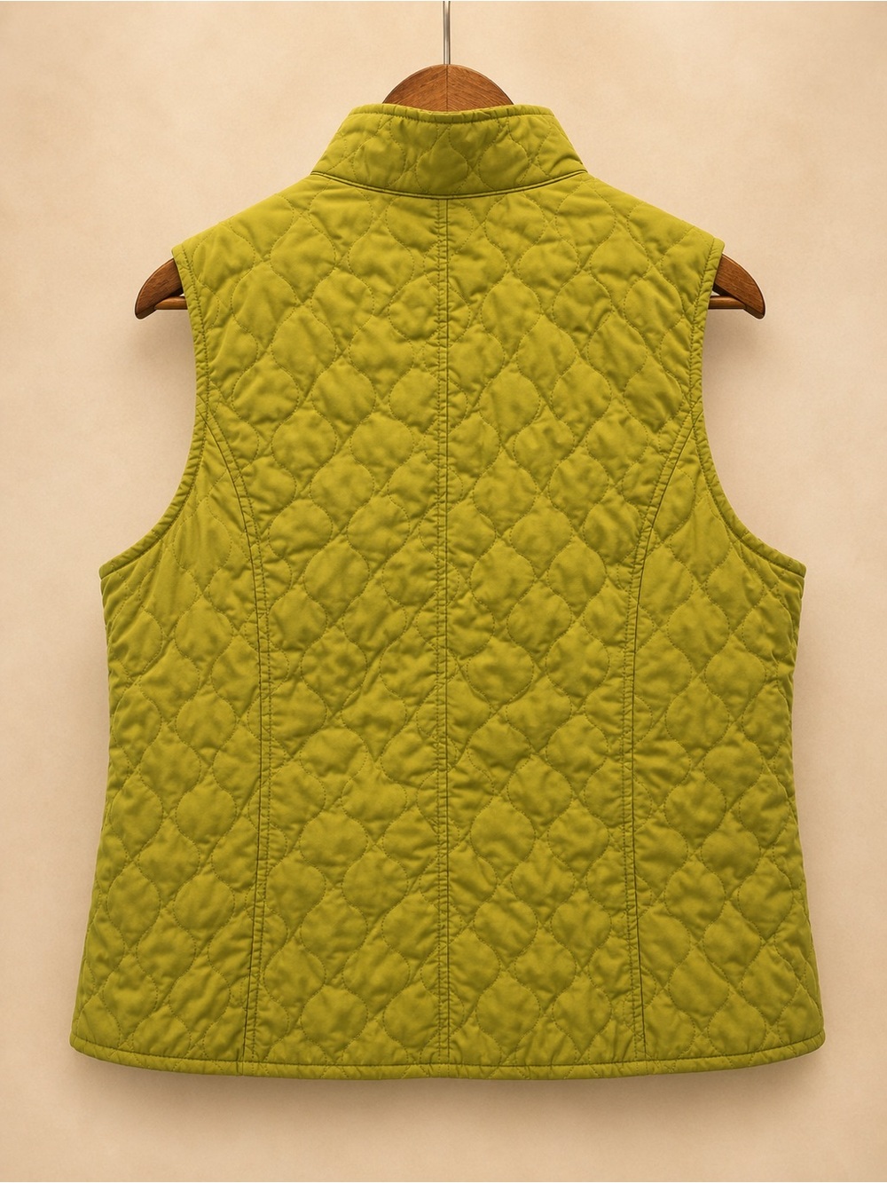 CJ Banks 1X Lime Green Quilted Puffer Vest Zip Front Plus Size - Picture 3 of 4